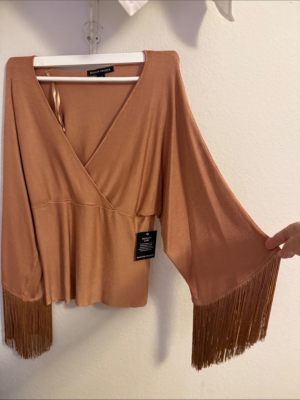 Boston Proper Copper Knit V-Neck Top